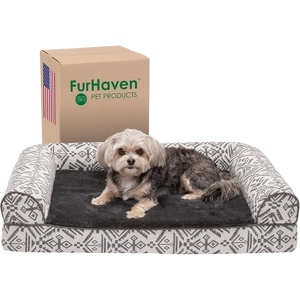 image:imageFurhaven Memory Foam Dog Bed for Large Dogs w Removable Bolsters amp Washable Cover For Dogs Up to 125 lbs  Plush amp Suede Sofa  Deep Pool Jumbo PlusXXLPlush  Southwest Kilim Decor Boulder Gray