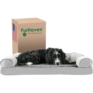 image:imageFurhaven Memory Foam Dog Bed for Large Dogs w Removable Bolsters amp Washable Cover For Dogs Up to 125 lbs  Plush amp Suede Sofa  Deep Pool Jumbo PlusXXLPlush  Suede Gray
