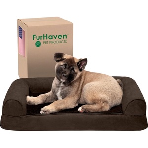 image:imageFurhaven Memory Foam Dog Bed for Large Dogs w Removable Bolsters amp Washable Cover For Dogs Up to 125 lbs  Plush amp Suede Sofa  Deep Pool Jumbo PlusXXLPlush  Suede Espresso