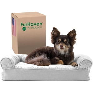 image:imageFurhaven Memory Foam Dog Bed for Large Dogs w Removable Bolsters amp Washable Cover For Dogs Up to 125 lbs  Plush amp Suede Sofa  Deep Pool Jumbo PlusXXLSilver Gray Quilted Sofa
