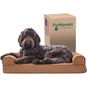 image:imageFurhaven Memory Foam Dog Bed for Large Dogs w Removable Bolsters amp Washable Cover For Dogs Up to 125 lbs  Plush amp Suede Sofa  Deep Pool Jumbo PlusXXLQuilted Toasted Brown