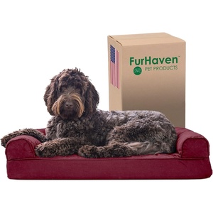 image:imageFurhaven Memory Foam Dog Bed for Large Dogs w Removable Bolsters amp Washable Cover For Dogs Up to 125 lbs  Plush amp Suede Sofa  Deep Pool Jumbo PlusXXLWine Red Quilted Sofa