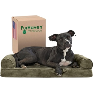 image:imageFurhaven Memory Foam Dog Bed for Large Dogs w Removable Bolsters amp Washable Cover For Dogs Up to 125 lbs  Plush amp Suede Sofa  Deep Pool Jumbo PlusXXLFaux Fur  Velvet Dark Sage