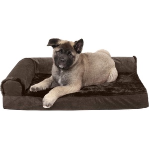 image:imageFurhaven Memory Foam Dog Bed for Large Dogs w Removable Bolsters amp Washable Cover For Dogs Up to 95 lbs  TwoTone Plush Faux Fur amp Suede L Shaped Chaise  Stone Gray JumboXLTwoTone Faux Fur  Suede Stone Gray