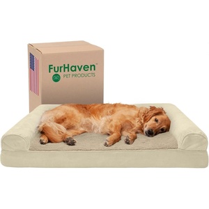 image:imageFurhaven Memory Foam Dog Bed for Large Dogs w Removable Washable Cover For Dogs Up to 75 lbs  Ultra Plush Faux Fur amp Suede Luxe Lounger Contour Mattress  Gray JumboXLClay Plush  Suede