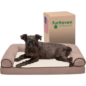 image:imageFurhaven Memory Foam Dog Bed for MediumSmall Dogs w Removable Bolsters amp Washable Cover For Dogs Up to 35 lbs  Sherpa amp Chenille Sofa  Cream MediumSherpa  Chenille Cream