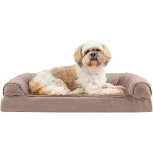 image:imageFurhaven Orthopedic Dog Bed for Large Dogs w Removable Bolsters amp Washable Cover For Dogs Up to 95 lbs  Plush amp Suede Sofa  Almondine JumboXLAlmondine