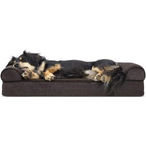 image:imageFurhaven Orthopedic Dog Bed for Large Dogs w Removable Bolsters amp Washable Cover For Dogs Up to 95 lbs  Plush amp Suede Sofa  Almondine JumboXLCoffee