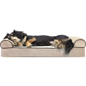 image:imageFurhaven Orthopedic Dog Bed for Large Dogs w Removable Bolsters amp Washable Cover For Dogs Up to 95 lbs  Plush amp Suede Sofa  Almondine JumboXLCream