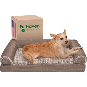 image:imageFurhaven Orthopedic Dog Bed for Large Dogs w Removable Bolsters amp Washable Cover For Dogs Up to 95 lbs  Plush amp Suede Sofa  Almondine JumboXLWoodsmoke