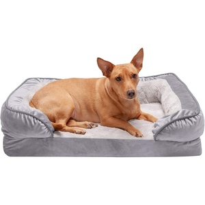 image:imageFurhaven Orthopedic Dog Bed for Large Dogs w Removable Bolsters amp Washable Cover For Dogs Up to 95 lbs  Plush amp Velvet Waves Perfect Comfort Sofa  Brownstone JumboXLGranite Gray