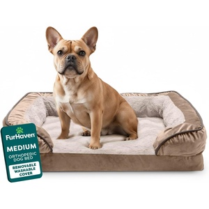 image:imageFurhaven Orthopedic Dog Bed for Large Dogs w Removable Bolsters amp Washable Cover For Dogs Up to 95 lbs  Plush amp Velvet Waves Perfect Comfort Sofa  Brownstone JumboXLBrownstone