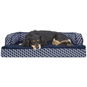 image:imageFurhaven Orthopedic Dog Bed for MediumSmall Dogs w Removable Bolsters amp Washable Cover For Dogs Up to 35 lbs  Plush amp Woven Decor Comfy Couch Sofa  Diamond Brown MediumDiamond Blue Plush  Woven Dcor