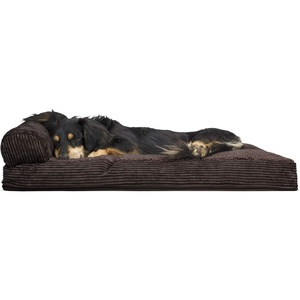 image:imageFurhaven Pillow Dog Bed for Large Dogs w Removable Bolsters amp Washable Cover  Plush amp Velvet L Shaped Chaise  Deep Sapphire JumboXLCorduroy Dark Espresso