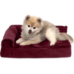 image:imageFurhaven Pillow Dog Bed for Large Dogs w Removable Bolsters amp Washable Cover  Plush amp Velvet L Shaped Chaise  Deep Sapphire JumboXLPlush  Velvet Merlot Red