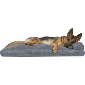 image:imageFurhaven Pillow Dog Bed for Large Dogs w Removable Bolsters amp Washable Cover  Plush amp Velvet L Shaped Chaise  Deep Sapphire JumboXLPrinted Titanium