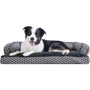 image:imageFurhaven Pillow Dog Bed for Large Dogs w Removable Bolsters amp Washable Cover  Plush amp Woven Decor Comfy Couch Sofa  Diamond Blue JumboXLComfy Couch  Plush  Decor Diamond Gray
