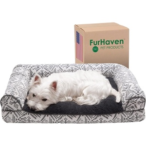 image:imageFurhaven Pillow Dog Bed for Large Dogs w Removable Bolsters amp Washable Cover  Plush amp Woven Decor Comfy Couch Sofa  Diamond Blue JumboXLPlush  Southwest Kilim Decor Boulder Gray
