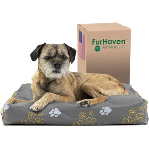 image:imageFurhaven Pillow Dog Bed for Large Dogs w Removable Washable Cover  Ultra Plush Faux Fur amp Suede Mattress  Cream JumboXLGarden Iron Gate