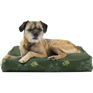 image:imageFurhaven Pillow Dog Bed for Large Dogs w Removable Washable Cover  Ultra Plush Faux Fur amp Suede Mattress  Cream JumboXLGarden Jungle Green