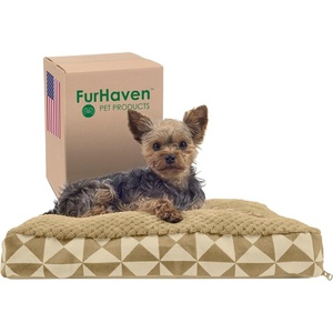 image:imageFurhaven Pillow Dog Bed for Large Dogs w Removable Washable Cover  Ultra Plush Faux Fur amp Suede Mattress  Cream JumboXLKilim Pyramid Latte