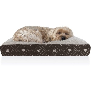 image:imageFurhaven Pillow Dog Bed for Large Dogs w Removable Washable Cover  Ultra Plush Faux Fur amp Suede Mattress  Cream JumboXLPaw Print Dark Espresso
