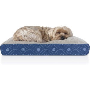 image:imageFurhaven Pillow Dog Bed for Large Dogs w Removable Washable Cover  Ultra Plush Faux Fur amp Suede Mattress  Cream JumboXLPaw Print Twilight Blue