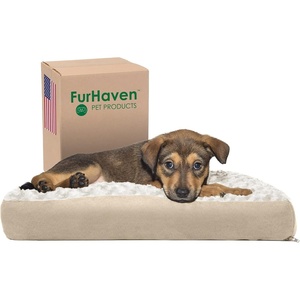 image:imageFurhaven Pillow Dog Bed for Large Dogs w Removable Washable Cover  Ultra Plush Faux Fur amp Suede Mattress  Cream JumboXLPlush Cream