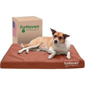 image:imageFurhaven WaterResistant Cooling Gel Dog Bed for Large Dogs w Removable Washable Cover For Dogs Up to 95 lbs  IndoorOutdoor Logo Print Oxford Polycanvas Mattress  Chestnut JumboXLChestnut