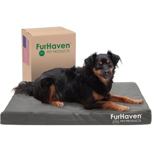 image:imageFurhaven WaterResistant Memory Foam Dog Bed for Large Dogs w Removable Washable Cover For Dogs Up to 95 lbs  IndoorOutdoor Logo Print Oxford Polycanvas Mattress  Stone Gray JumboXLWaterResistant Logo Print Stone Gray