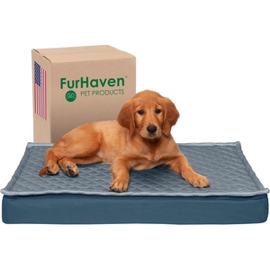 image:imageFurhaven WaterResistant Orthopedic Dog Bed for Large Dogs w Removable Quilt Top amp Washable Cover For Dogs Up to 95 lbs  IndoorOutdoor Quilt Top Convertible Mattress  Gray JumboXLConvertible Quilt Top Calm Blue
