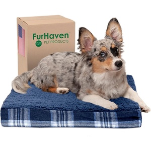 image:imageFurhaven WaterResistant Orthopedic Dog Bed for Large Dogs w Removable Quilt Top amp Washable Cover For Dogs Up to 95 lbs  IndoorOutdoor Quilt Top Convertible Mattress  Gray JumboXLSherpa  Plaid Flannel Midnight Blue