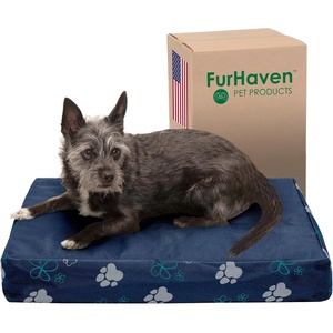 image:imageFurhaven WaterResistant Orthopedic Dog Bed for Large Dogs w Removable Quilt Top amp Washable Cover For Dogs Up to 95 lbs  IndoorOutdoor Quilt Top Convertible Mattress  Gray JumboXLWaterResistant Garden Print Lapis Blue