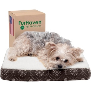image:imageFurhaven WaterResistant Orthopedic Dog Bed for Large Dogs w Removable Quilt Top amp Washable Cover For Dogs Up to 95 lbs  IndoorOutdoor Quilt Top Convertible Mattress  Gray JumboXLSherpa  Paw Print Flannel Dark Espresso