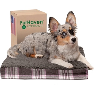 image:imageFurhaven WaterResistant Orthopedic Dog Bed for Large Dogs w Removable Quilt Top amp Washable Cover For Dogs Up to 95 lbs  IndoorOutdoor Quilt Top Convertible Mattress  Gray JumboXLSherpa  Plaid Flannel Java Brown