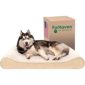 image:imageFurhaven Memory Foam Dog Bed for Large Dogs w Removable Washable Cover For Dogs Up to 75 lbs  Ultra Plush Faux Fur amp Suede Luxe Lounger Contour Mattress  Cream JumboXL
