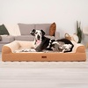 image:imageFurhaven Jumbo Plus 53x40 Orthopedic Dog Bed  CertiPURUS Foam Sofa Pet Bed Embossed Velvet Removable Washable Cover ClayCognac