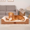 image:imageFurhaven Jumbo Plus 53x40 Orthopedic Dog Bed  CertiPURUS Foam Sofa Pet Bed Embossed Velvet Removable Washable Cover ClayCognac