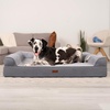 image:imageFurhaven Jumbo Plus 53x40 Orthopedic Dog Bed  CertiPURUS Foam Sofa Pet Bed Embossed Velvet Removable Washable Cover ClaySteel Blue