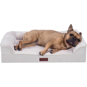 image:imageFurhaven Jumbo Plus 53x40 Orthopedic Dog Bed  CertiPURUS Foam Sofa Pet Bed Embossed Velvet Removable Washable Cover ClayClay