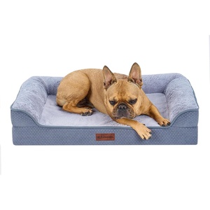 image:imageFurhaven Jumbo Plus 53x40 Orthopedic Dog Bed  CertiPURUS Foam Sofa Pet Bed Embossed Velvet Removable Washable Cover ClaySteel Blue