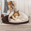 image:imageFurhaven 26 Round Cooling Gel Dog Bed for MediumSmall Dogs w Removable Washable Cover For Dogs Up to 30 lbs  Sherpa amp Suede Snuggery  Gray 26inchFaux Lambswool  Suede Espresso