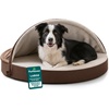 image:imageFurhaven 26 Round Cooling Gel Dog Bed for MediumSmall Dogs w Removable Washable Cover For Dogs Up to 30 lbs  Sherpa amp Suede Snuggery  Gray 26inchFaux Lambswool  Suede Espresso