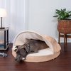 image:imageFurhaven 26 Round Cooling Gel Dog Bed for MediumSmall Dogs w Removable Washable Cover For Dogs Up to 30 lbs  Sherpa amp Suede Snuggery  Gray 26inchFaux Lambswool  Suede Cream