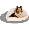 image:imageFurhaven 26 Round Cooling Gel Dog Bed for MediumSmall Dogs w Removable Washable Cover For Dogs Up to 30 lbs  Sherpa amp Suede Snuggery  Gray 26inchFaux Lambswool  Suede Gray