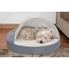image:imageFurhaven 26 Round Cooling Gel Dog Bed for MediumSmall Dogs w Removable Washable Cover For Dogs Up to 30 lbs  Sherpa amp Suede Snuggery  Gray 26inchMicrovelvet Silver