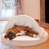 image:imageFurhaven 26 Round Memory Foam Dog Bed for MediumSmall Dogs w Removable Washable Cover For Dogs Up to 30 lbs  Sherpa amp Suede Snuggery  Gray 26inchFaux Lambswool  Suede Cream