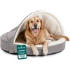 image:imageFurhaven 26 Round Memory Foam Dog Bed for MediumSmall Dogs w Removable Washable Cover For Dogs Up to 30 lbs  Sherpa amp Suede Snuggery  Gray 26inchFaux Lambswool  Suede Gray
