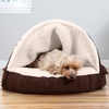 image:imageFurhaven 26 Round Memory Foam Dog Bed for MediumSmall Dogs w Removable Washable Cover For Dogs Up to 30 lbs  Sherpa amp Suede Snuggery  Gray 26inchFaux Lambswool  Suede Espresso
