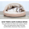 image:imageFurhaven 26 Round Memory Foam Dog Bed for MediumSmall Dogs w Removable Washable Cover For Dogs Up to 30 lbs  Sherpa amp Suede Snuggery  Gray 26inchFaux Lambswool  Suede Cream
